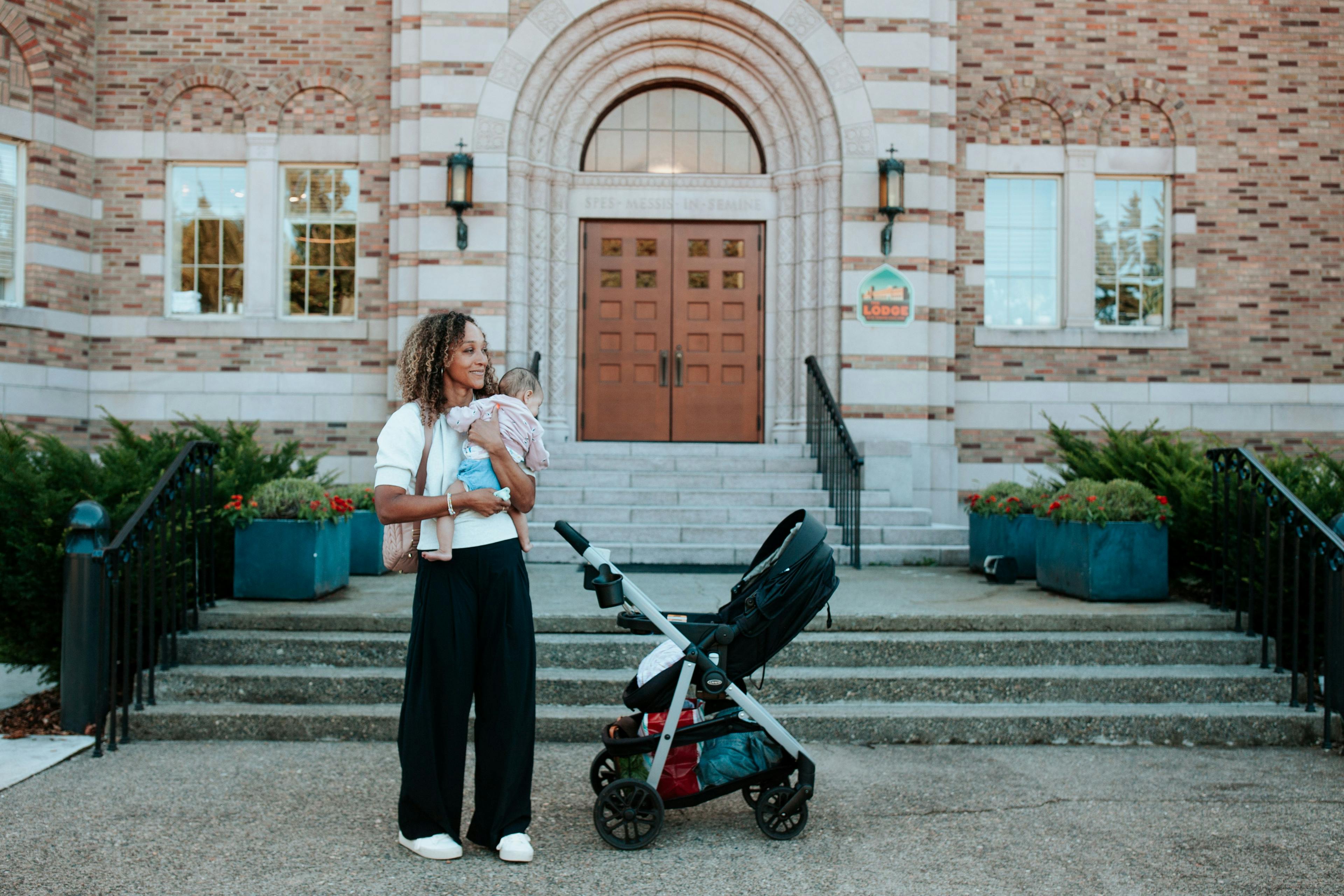 woman-and-baby-outside-with-stroller